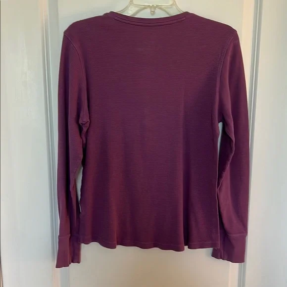 L.L. Bean Lilac Henley Thermal Long Sleeve Buttoned Top - Picture 3 of 4